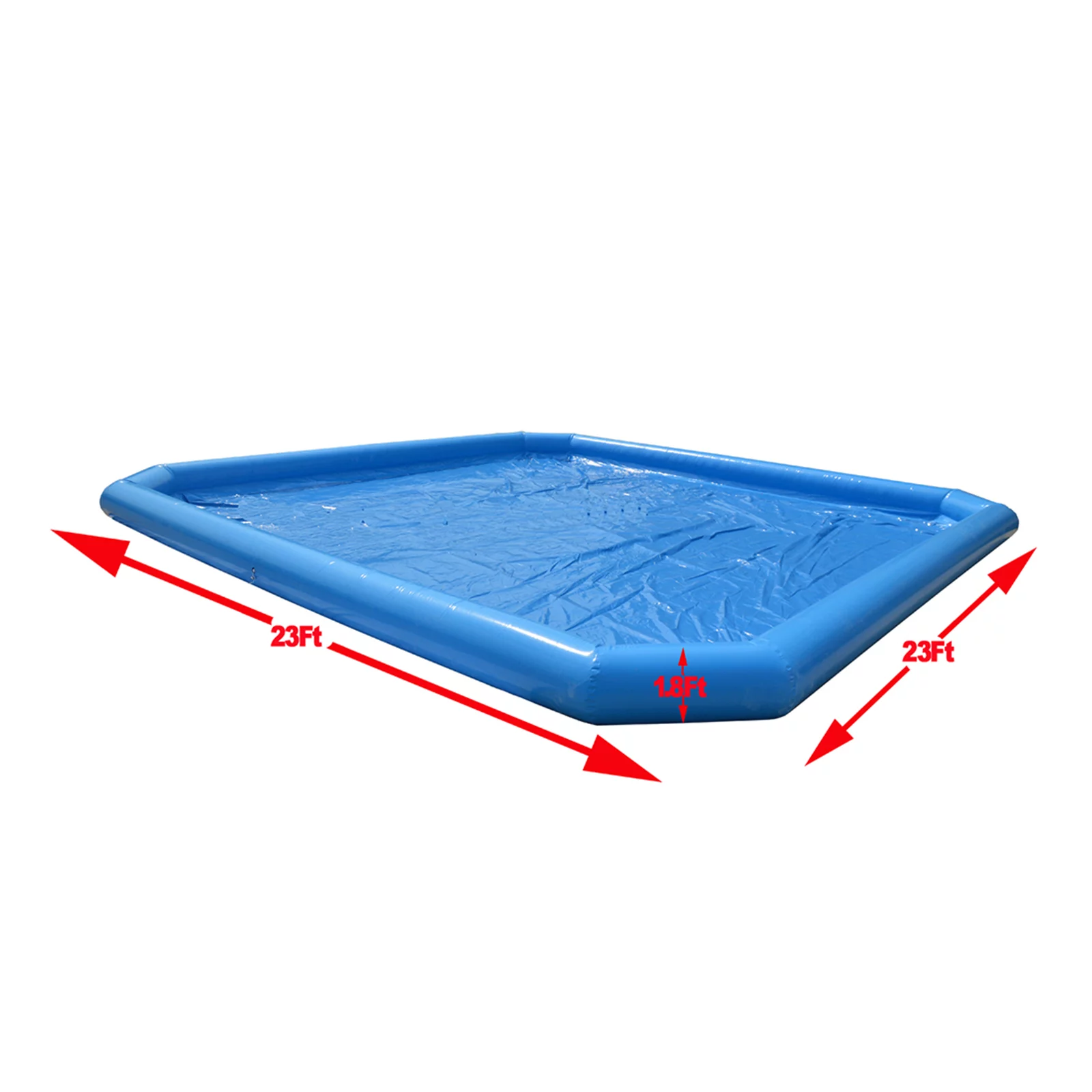 INTBUYING Large Inflatable Swimming Pool PVC Square Pool 23x23x1.8ft with 110V Blower for Summer Fun