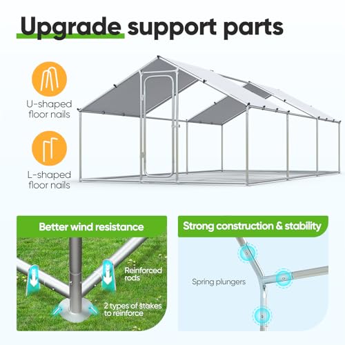 Quictent Large Metal Chicken Coop Run for 10+ Poultry with Galvanized Hardware Cloth and Waterproof Roof Cover