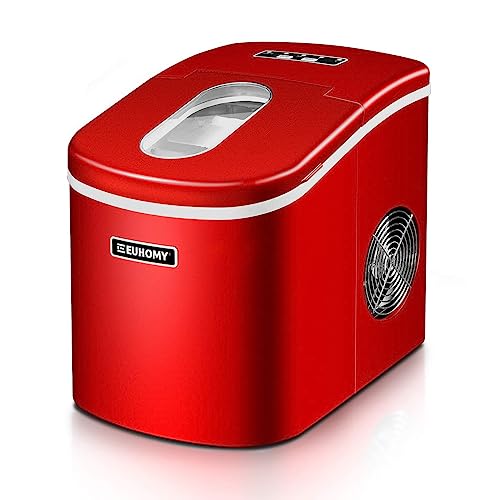 EUHOMY Nugget Ice Maker Countertop with Handle, Ready in 6 Mins, 34lbs Per Day, Removable Top Cover, Auto-Cleaning