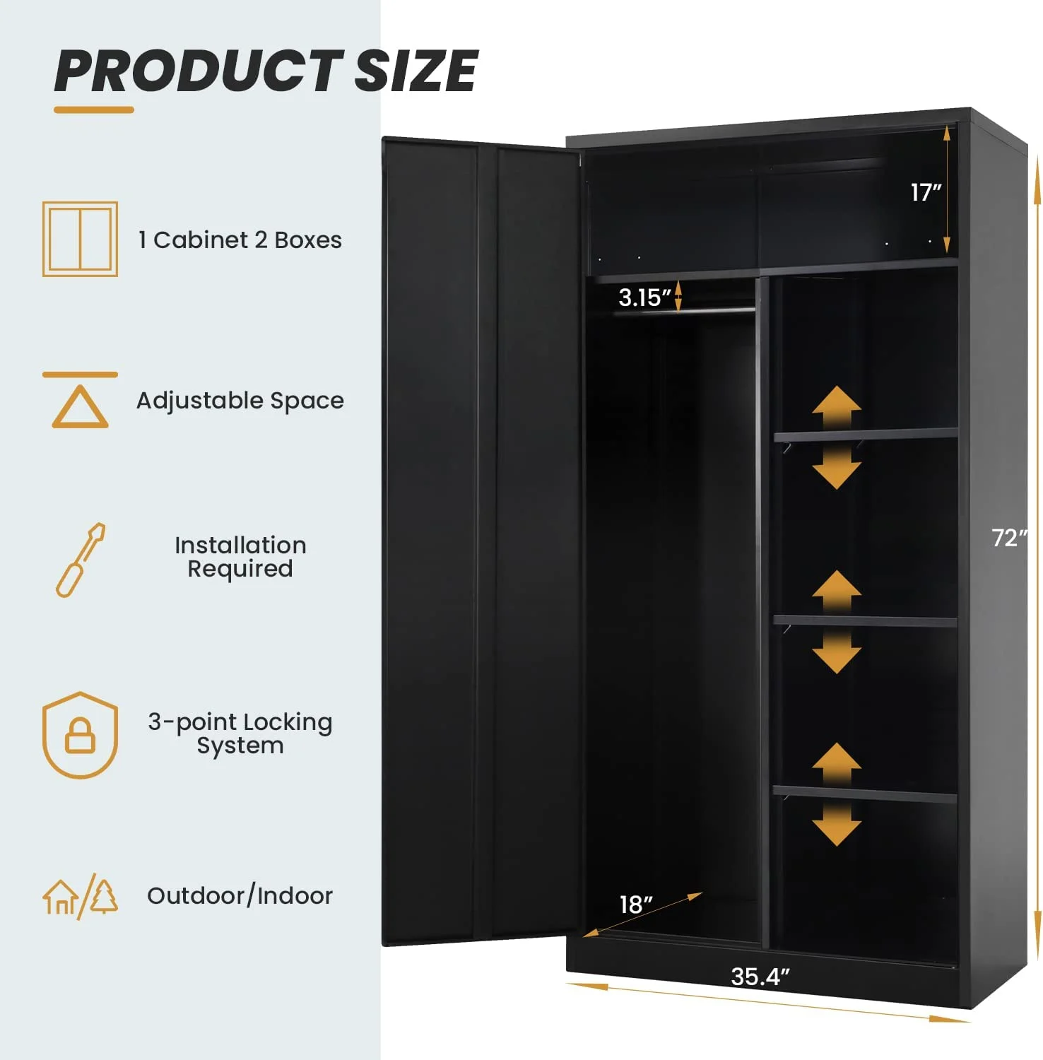 HOOMHIBIU Metal  Cabinets Locker with Locking Door  72''