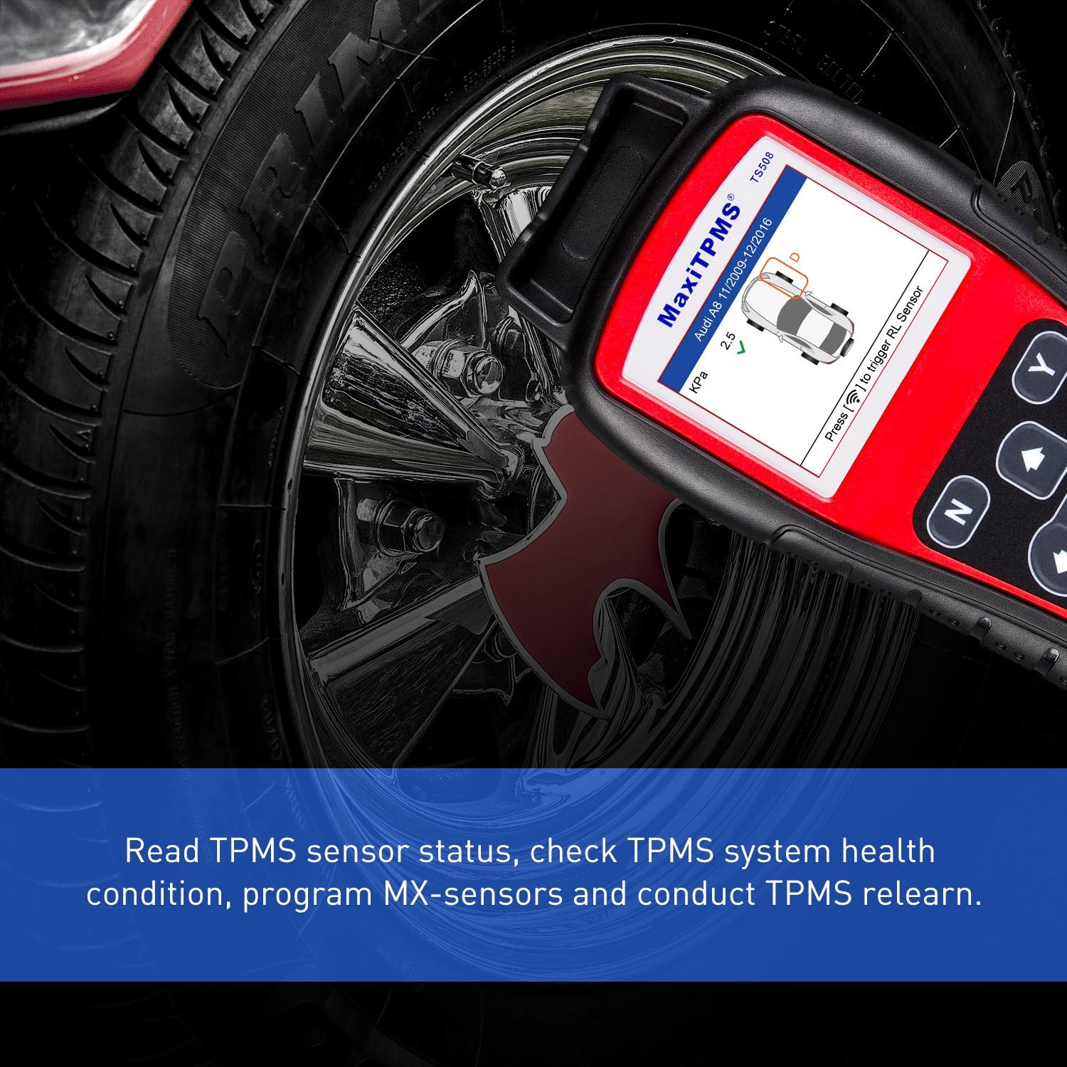 Autel TS508 TPMS Relearn Tool with $240 Value Sensor Kit (4 PCS 315MHz & 4PCS 433MHz), Upgrade of TS501, TS408, Program MX-Sensors