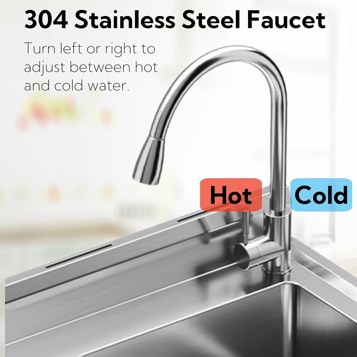 GAOMON Stainless Steel Utility Sink, Free Standing Commercial Kitchen Sink Set w/Workbench Storage Shelf & Hot/Cold Faucet