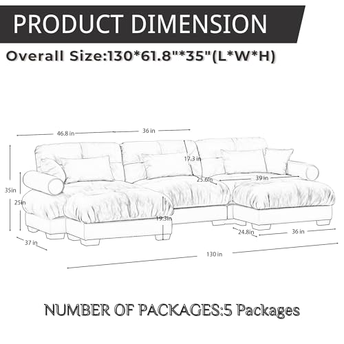 130" Modular Sectional Sofa,Velvet Upholstered Couches for Living Room,3 Seater Green Sofa Couch with Movable Ottoman