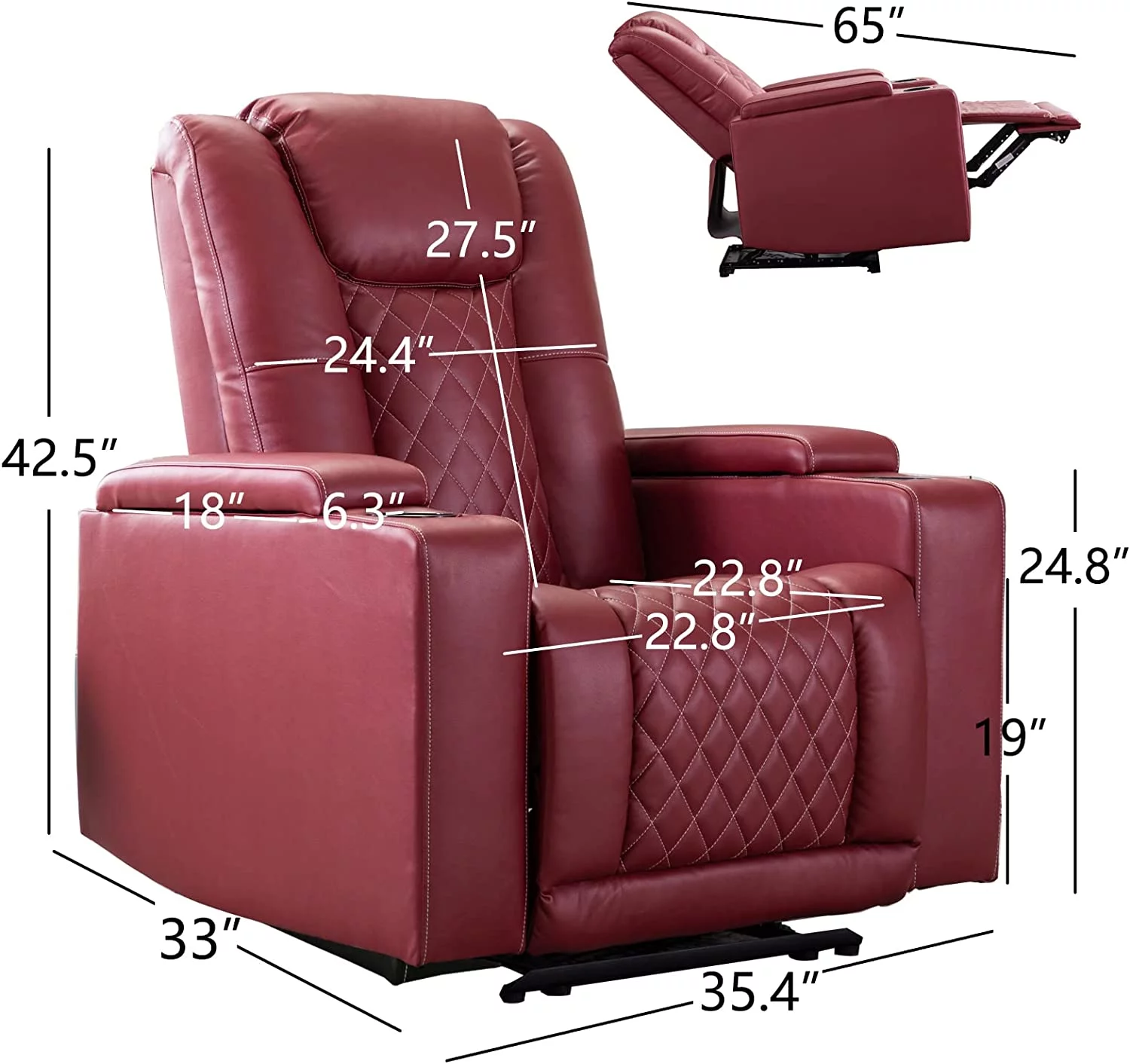 salable Power Recliner Chair Set of 3  PU Leather Electric Home Theater Seating with USB Ports and Cup Holders  Black Overstuffed Reclining Furniture