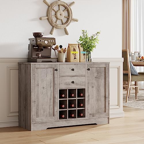 Buffet Sideboard Bar Cabinet with Storage, Farmhouse Coffee Bar Cabinet with 2 Drawers and Adjustable Shelves