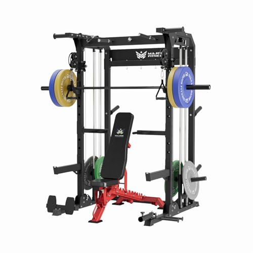 MAJOR FITNESS F22 Multi-Functional Power Rack—1600lbs Capacity All-in-One Squat Rack with Dual Pulley System for Home Gym Strength Training