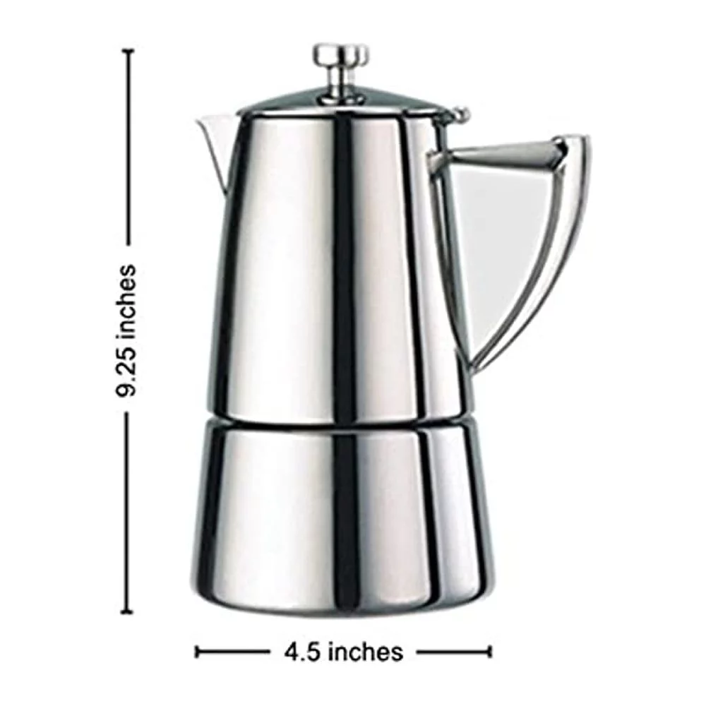 cuisinox roma 10-cup stainless steel stovetop moka espresso maker, stainless steel
