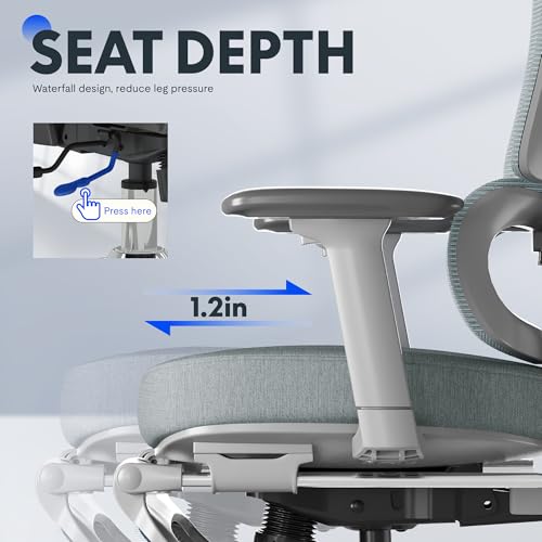 FLEXISPOT ErgoX Premium Ergonomic Office Chair with Footrest- Adjustable 3D Armrests, Dynamic Lumbar Support, Recline & Tilt Function, Mesh Seat
