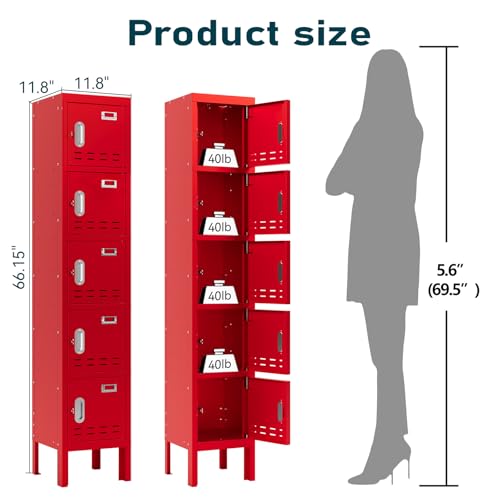Metal Cabinet Home Office Storage,Lockers,Lockable Employees Metal Locker with Door,54" Height Steel Locker,Lockable Steel Locker for Gym,School,Home