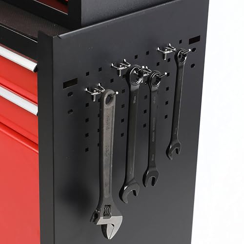 KEIKI 8-Drawer Large Capacity Rolling Tool Chest, Detachable Cabinet Storage with Lock, Tool Box with Wheels for Workshop & Garage, Black Red
