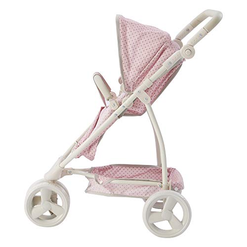 Olivia's Little World 2-in-1 Convertible Baby Doll Stroller with Retractable Canopy, All-Terrain Wheels, and Adjustable Handle