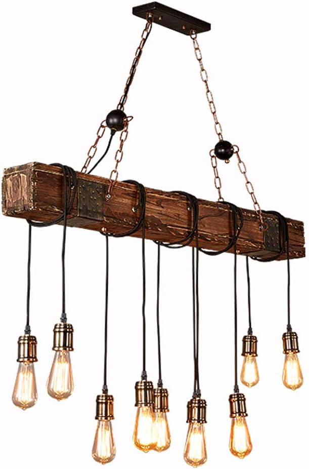 Rustic Industrial 10 Light 46in Chandelier Farmhouse Kitchen Island Lighting Mason Jar Chandelier Linear Chandelier Retro Wood Pendant Light Dining