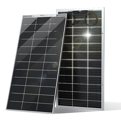ECO-WORTHY Bifacial 195 Watt 12 Volt 12BB Solar Panel Monocrystalline Double-Sided Power Generation Rigid High-Efficiency PV Module Power Charger for