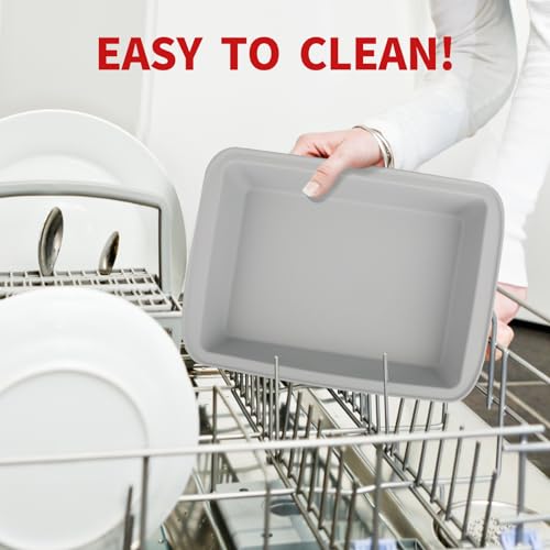 Silicone Baking Dish with Handles, Deep Rectangular Bakeware Cake Pan, Compatible with Fancy Panz, for Lasagna, Cake, Brownie or Family Dinner