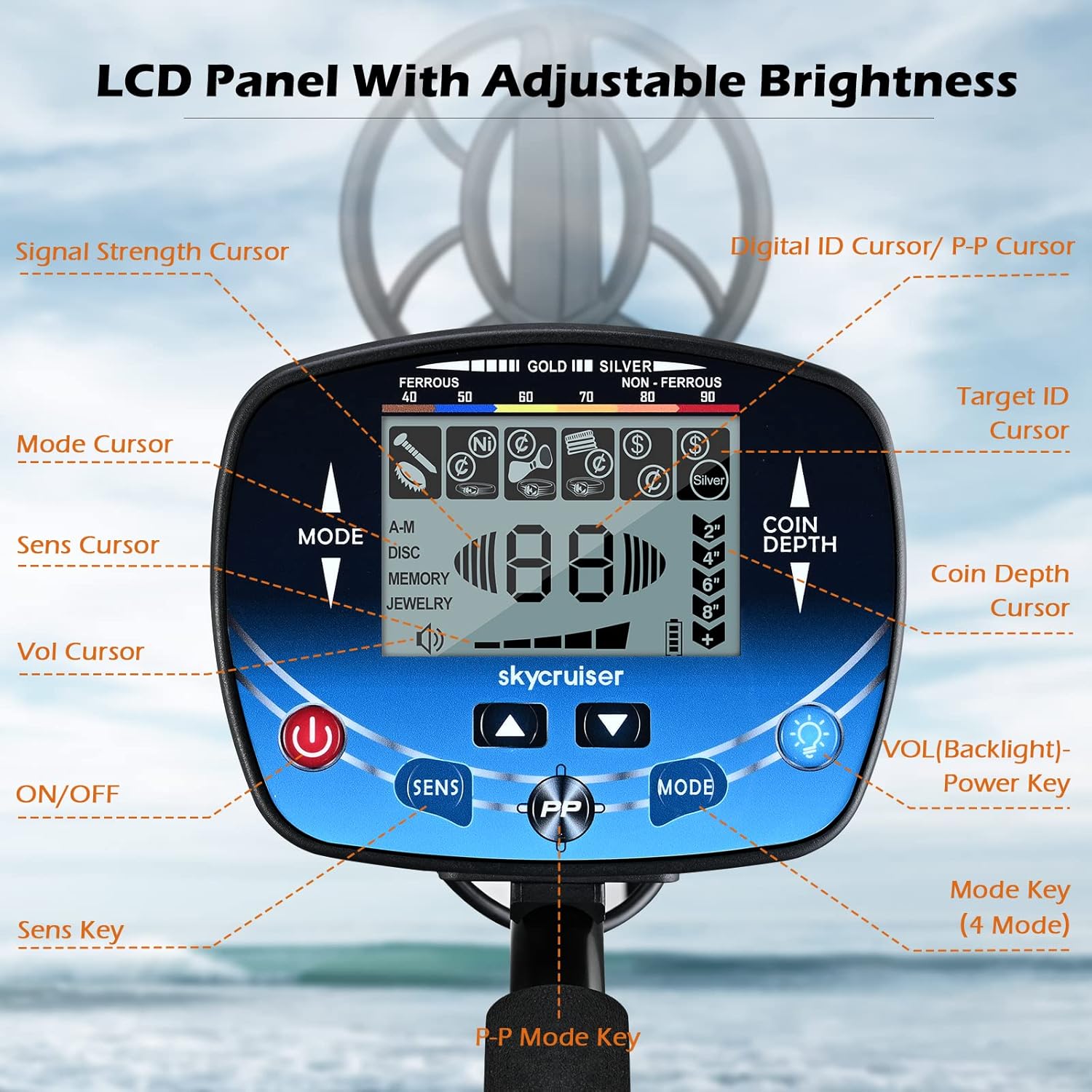 Metal Detector for Adults Professional - Waterproof Adjustable Gold Detector for Treasure Hunting, High Accuracy, Five Detection Modes