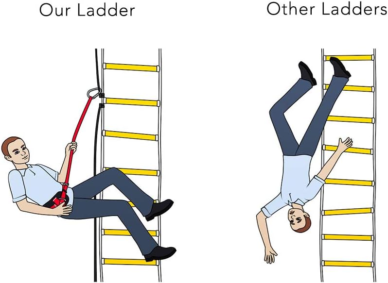 ISOP Fire Escape Ladder for Second Story Windows 13ft Weather Resistant Safety Rope Window Ladder Fire Escape 2 Story with Hooks (13ft with Hooks)