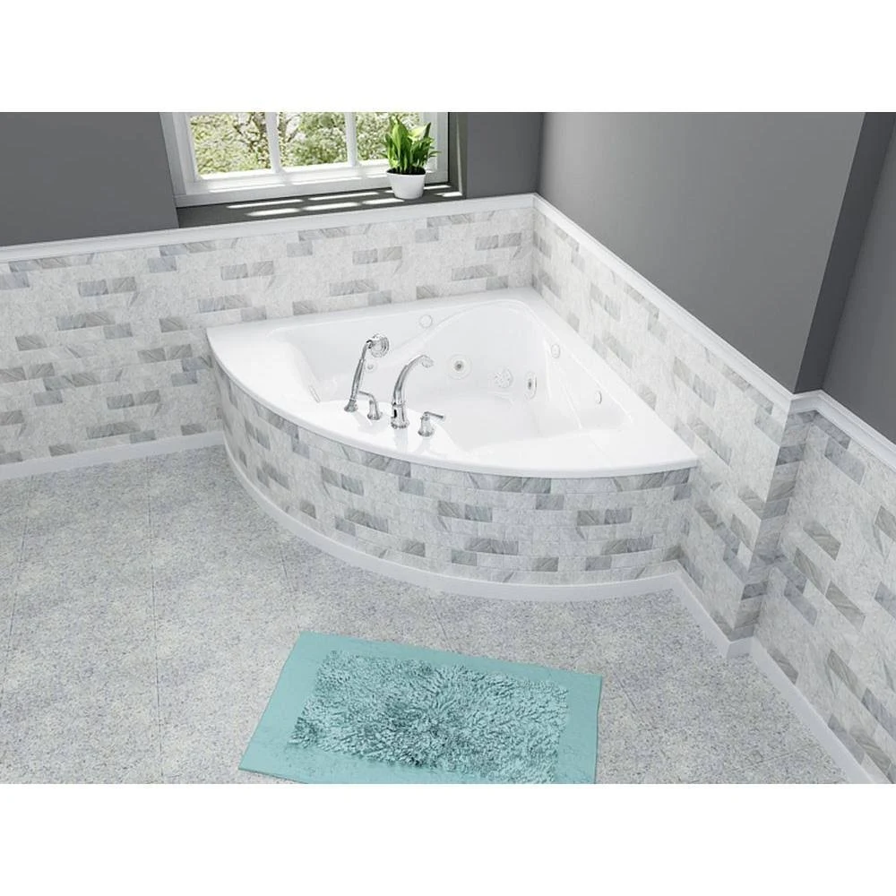 American Standard EverClean Cadet 85 in. x 60 in. Center Drain Corner Whirlpool Tub in White 2775LCWH