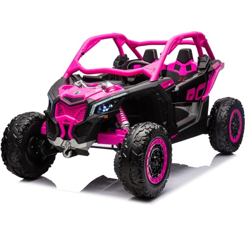 NEWQIDA 2 Seater Ride On Car with Remote Control 24V 4WD Electric Car for Kids 4x4 Ride on Truck Licensed Can Am Maverick UTV Ride On Toys for Big