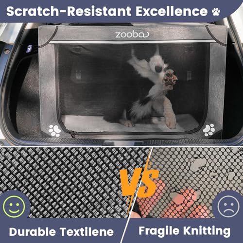 42" Portable Soft Dog Crate for Large Dogs - Collapsible Travel Kennel with Carry Bag, Foldable Cage with Durable Textilene Mesh Door, Plush Bed