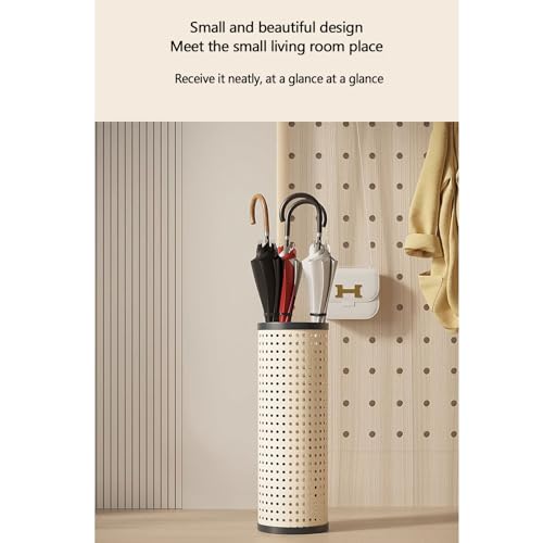Entryway Creamy Umbrella Rack, Imitation Rattan Umbrella Barrel Household Umbrella Storage Rack for Home, Office