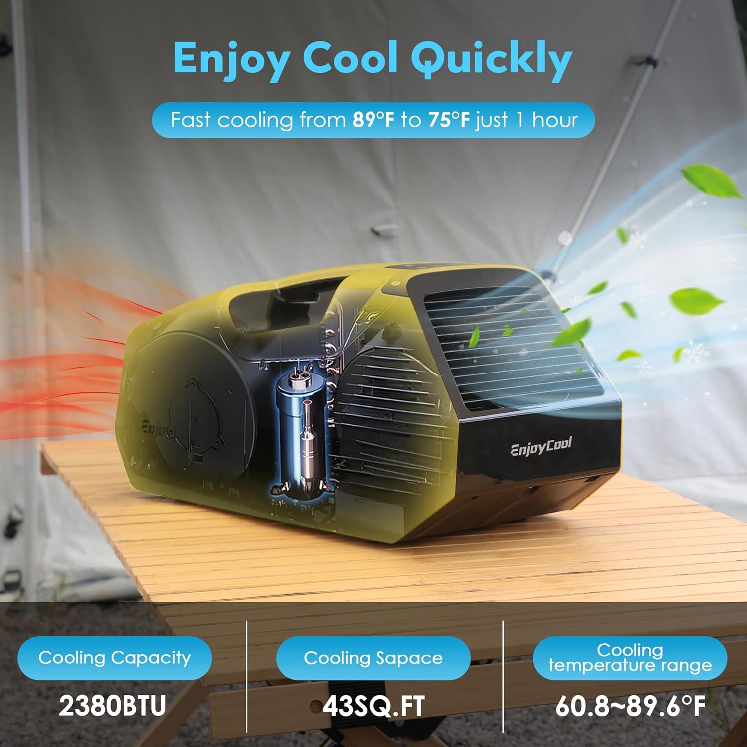 2380BTU Camping Air Conditioners - Enjoycool 14lb Tent Air Conditioner with Remote Control