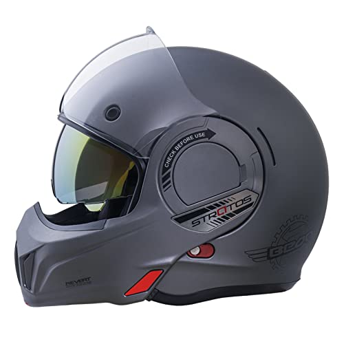 BEON Full Face Motorcycle Helmet DOT Approved, 180° Reversible Chin Guard Modular Pilot Helmet with Anti-Fog Dual Visors for Adult Men Women (S-XXL)