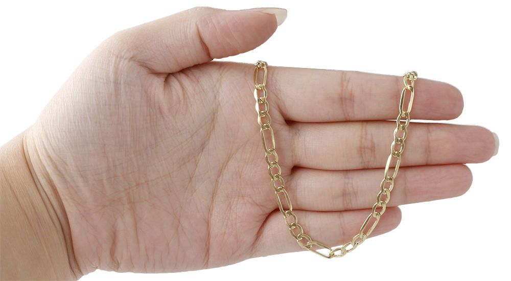 10K Yellow Gold 5.0mm Figaro Chain Necklace Lobster Clasp, 22 Inches