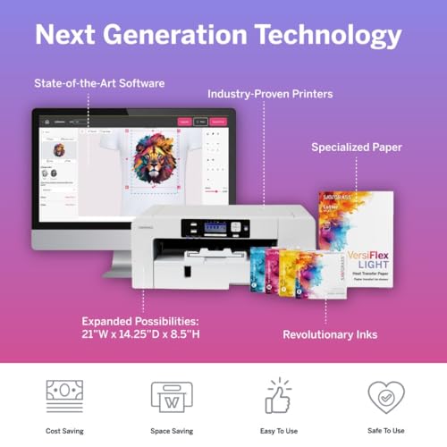 Sawgrass SG1000 VersiFlex Printer Bundle, Innovative Inks & Light Heat Transfer Paper Bundle - Soft-Touch Infusible Ink, 8.5x11 Paper