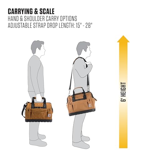 Carhartt Onsite Tool Bag, Durable Water-Resistant, Tool Storage Bag, Heavyweight w/Molded Base, 18-Inch, Carhartt Brown