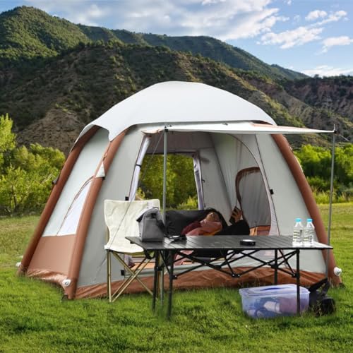 Upgrade Inflatable Camping Tent with Pump, Easy Setup 4 Season Glamping Tent