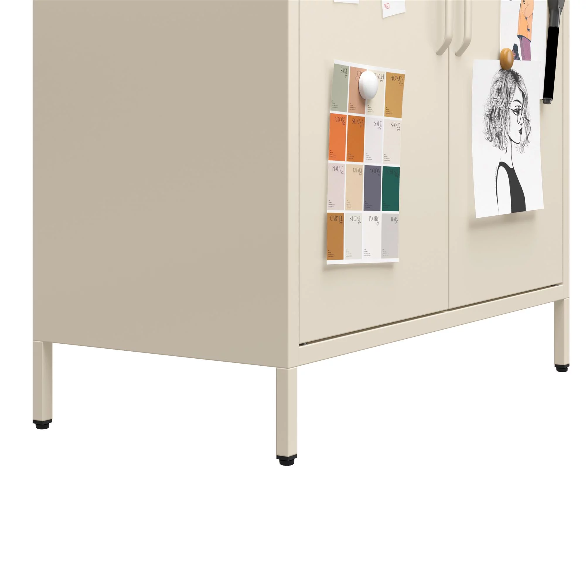 Mr. Kate Annie Short Metal 2 Door Cabinet, Parchment