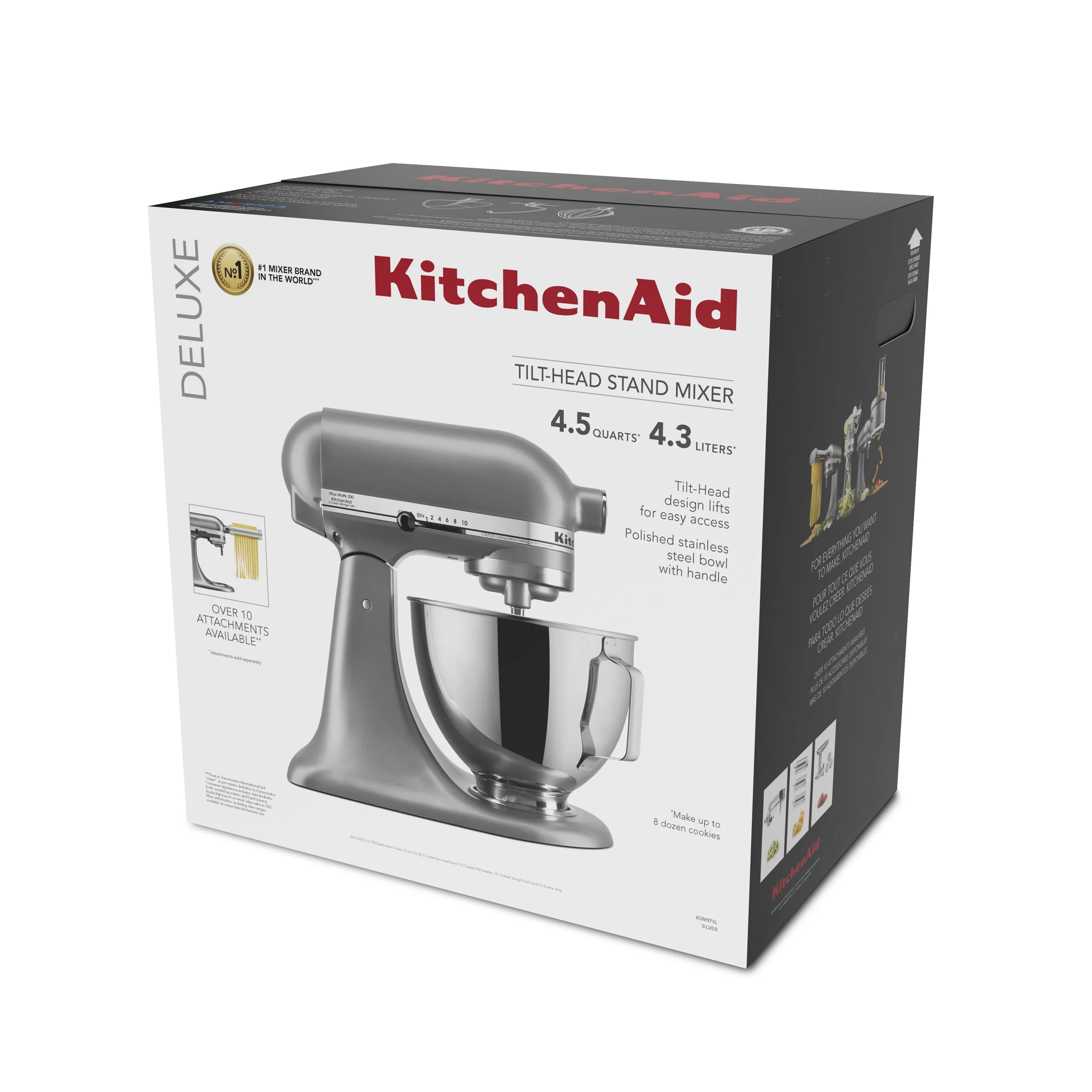 KitchenAid® Deluxe 4.5 Quart Tilt-Head Stand Mixer, Silver, KSM97