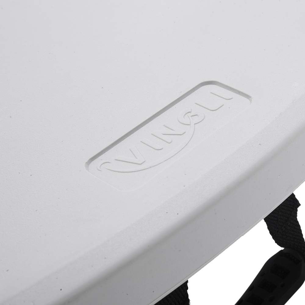 VINGLI 48 Round Bi-Folding Commercial Table, 4 Feet Portable Plastic Dining Card Table for Kitchen or Outdoor Party Wedding Event, White Granite