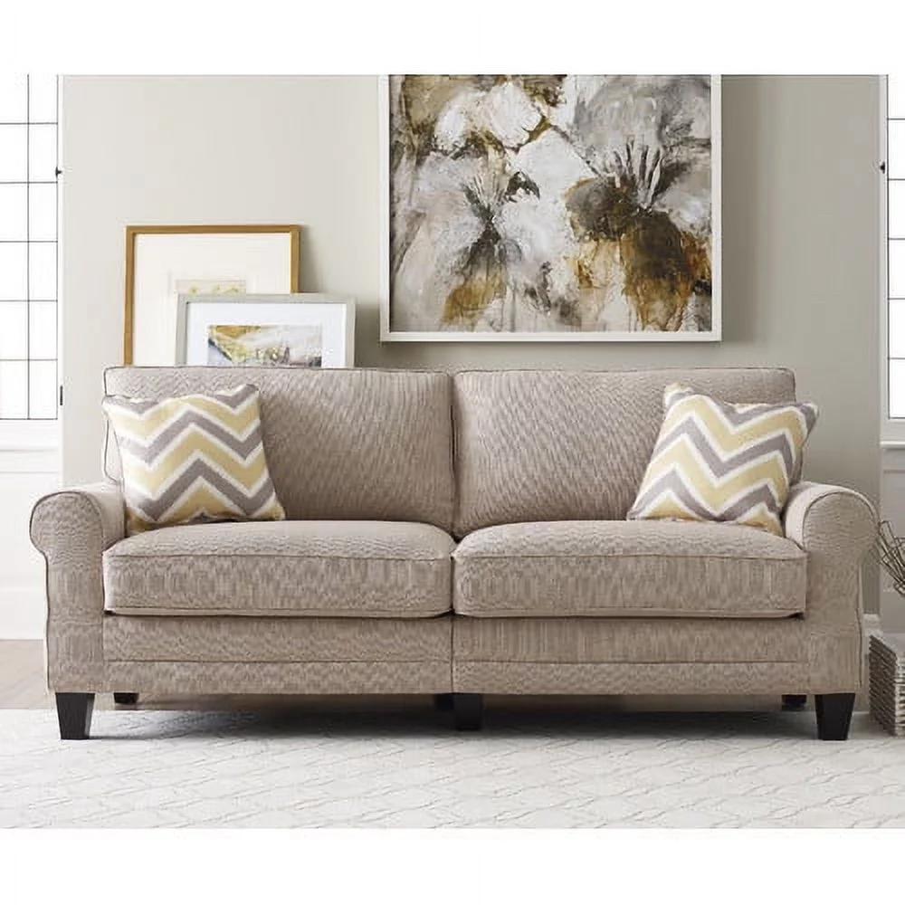 Serta Copenhagen Traditional Rolled Arm 73" Fabric Sofa, Gray