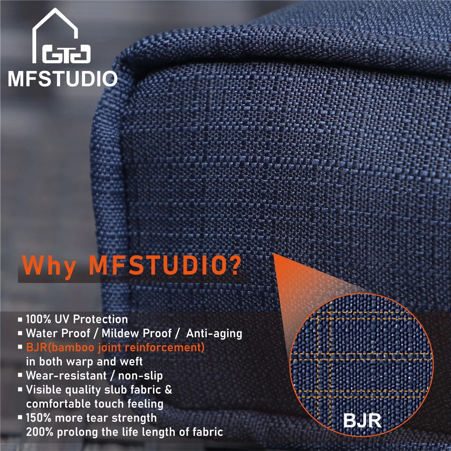 MF Studio 13 Pieces Outdoor Patio Furniture Set with 45-Inch Fire Pit Table Wicker Patio Conversation Set, Navy Blue