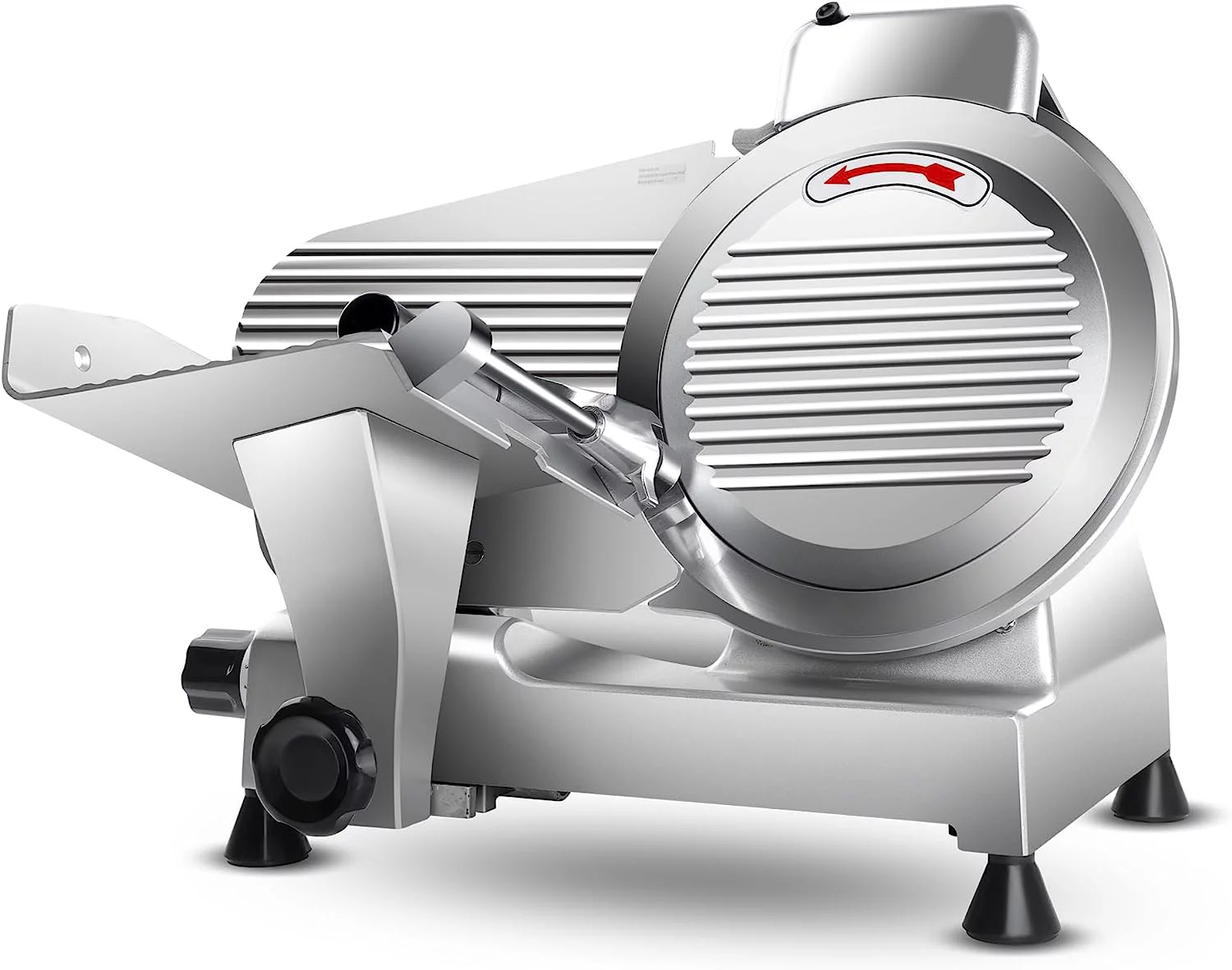 Meat Slicer Machine 10 inch Commercial Meat Slicer 240W Frozen Meat Cheese Deli Slicer Premium Chromium-Plated Steel Blade Semi-Auto Foody Slicer