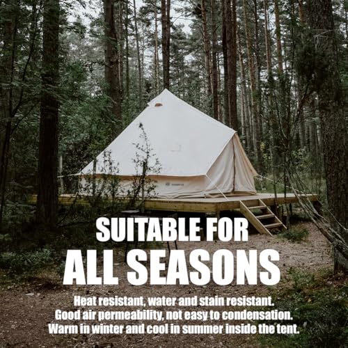 Canvas Tent Bell Tent Yurt Tents 4 Seasons for Camping 100% Cotton Glamping Tents with Stove Jack, Family Camping Outdoor Hunting Party