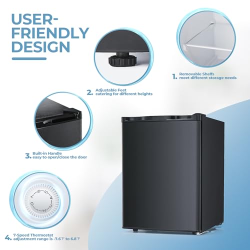 3.0 Cu.ft Upright Freezer, Small Mini Freezer with Adjustable Thermostat, Removable Shelves, Reversible Single Door, for Bedroom/Home/Dorms/Apartment