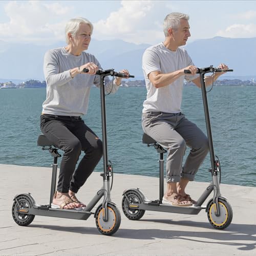 Electric Scooter, Folding E Scooter for Adults with Seat, 350W Motor, 8.5" Tire, 19MPH