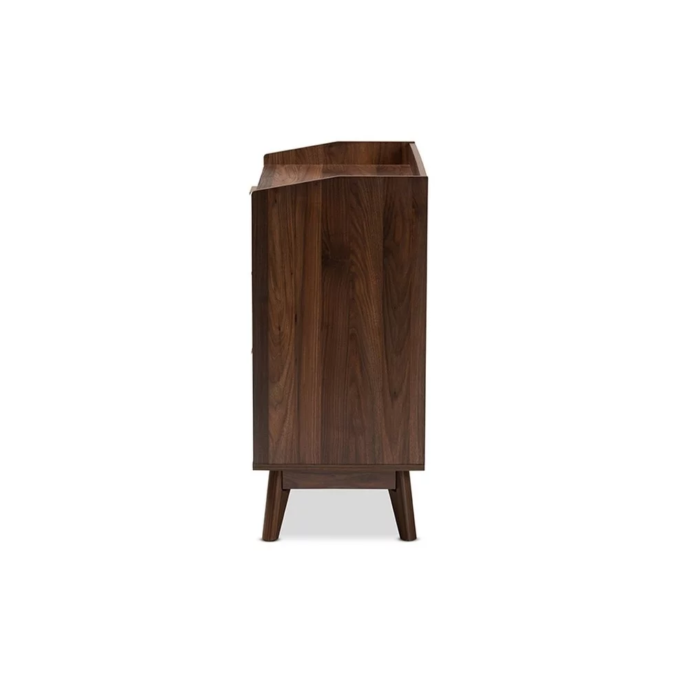 Baxton Studio Lena Mid-Century Modern Walnut Brown Finished 3-Drawer Wood Chest