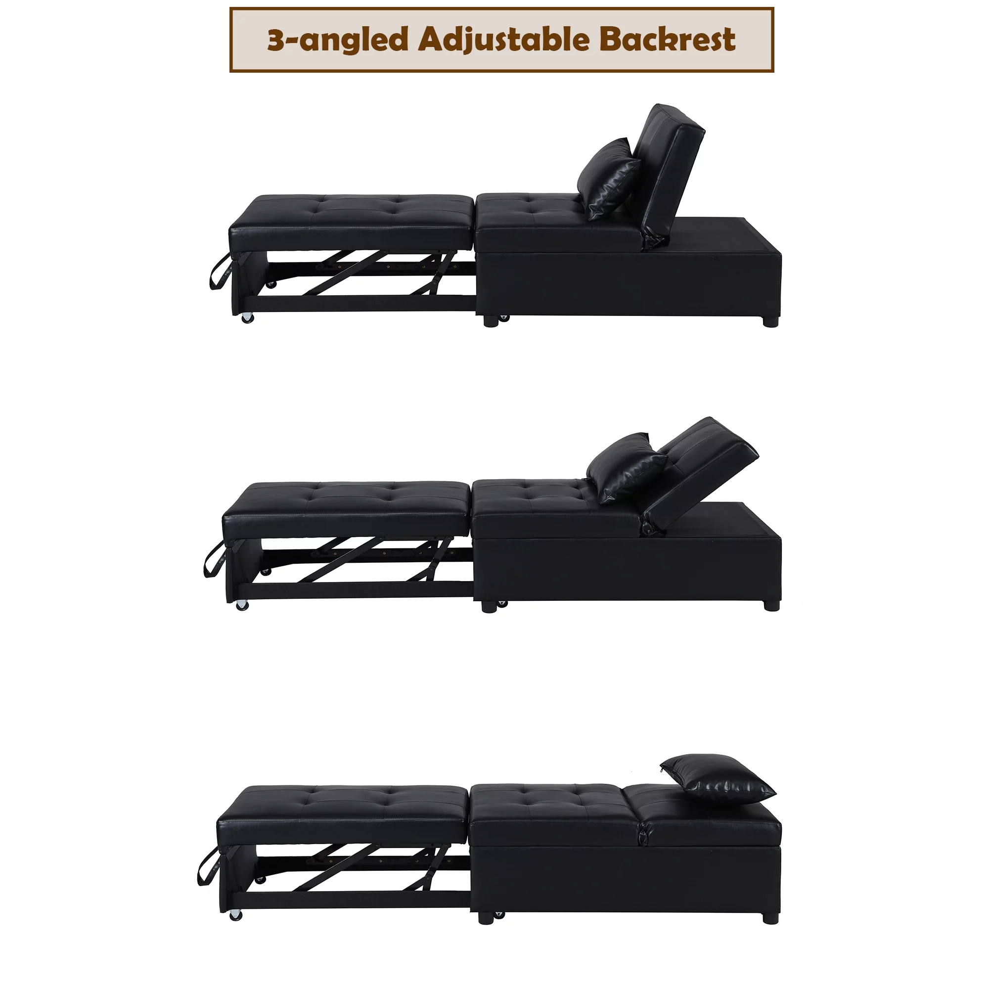 Bellemave 4 in 1 Single Sofa, Ottoman, Convertible Sofa Bed, Adjustable Chaise Lounge Recliner Chair with Pillow Folding Ottoman Sofa for Bedroom