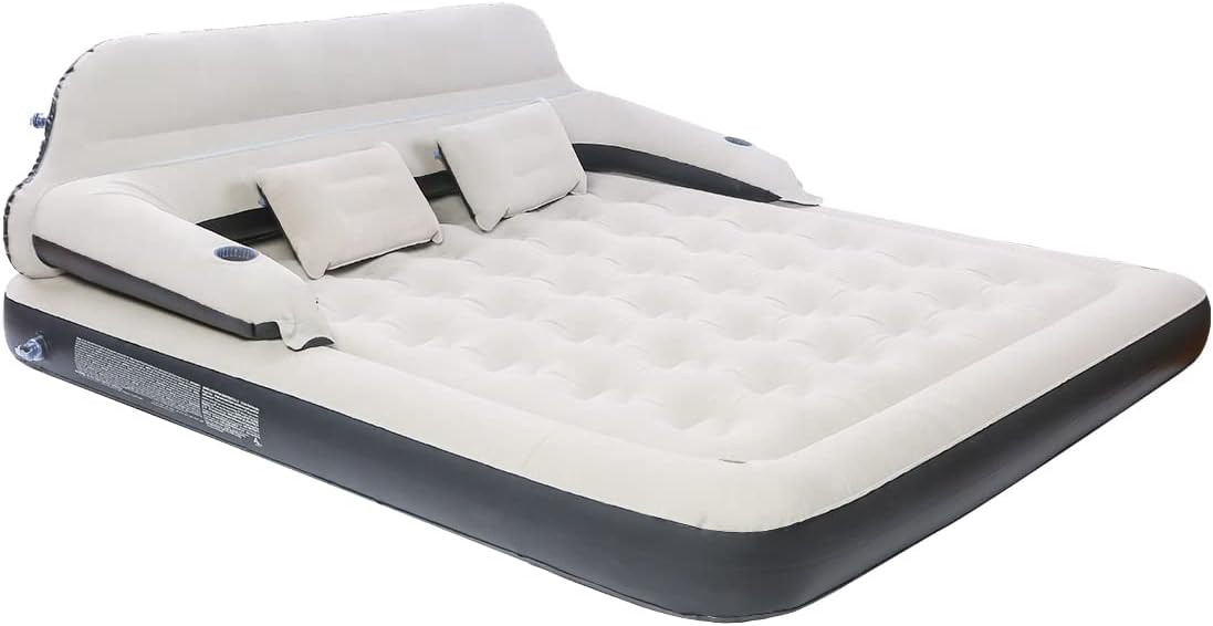 Twin Air Mattress for Tents Camping - 9" Raised Portable Single Inflatable Couch with Soft Backrest Patch Kit