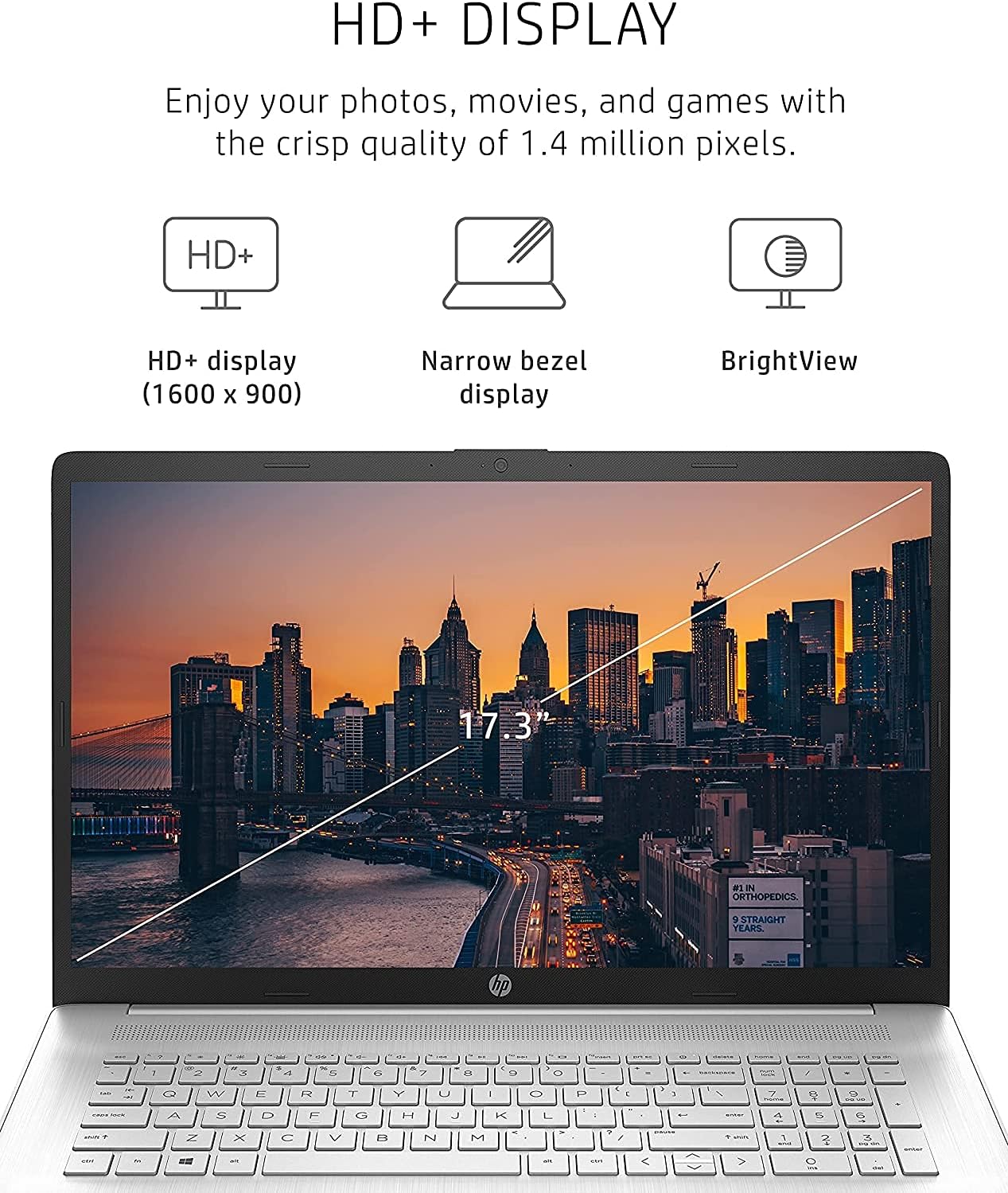 HP 17 Laptop Computer 17.3" HD+ BrightView Display AMD Athlon Silver 3050U 4GB RAM 256GB SSD AMD Radeon Graphic USB-C Up to 7 Hours of Battery Life