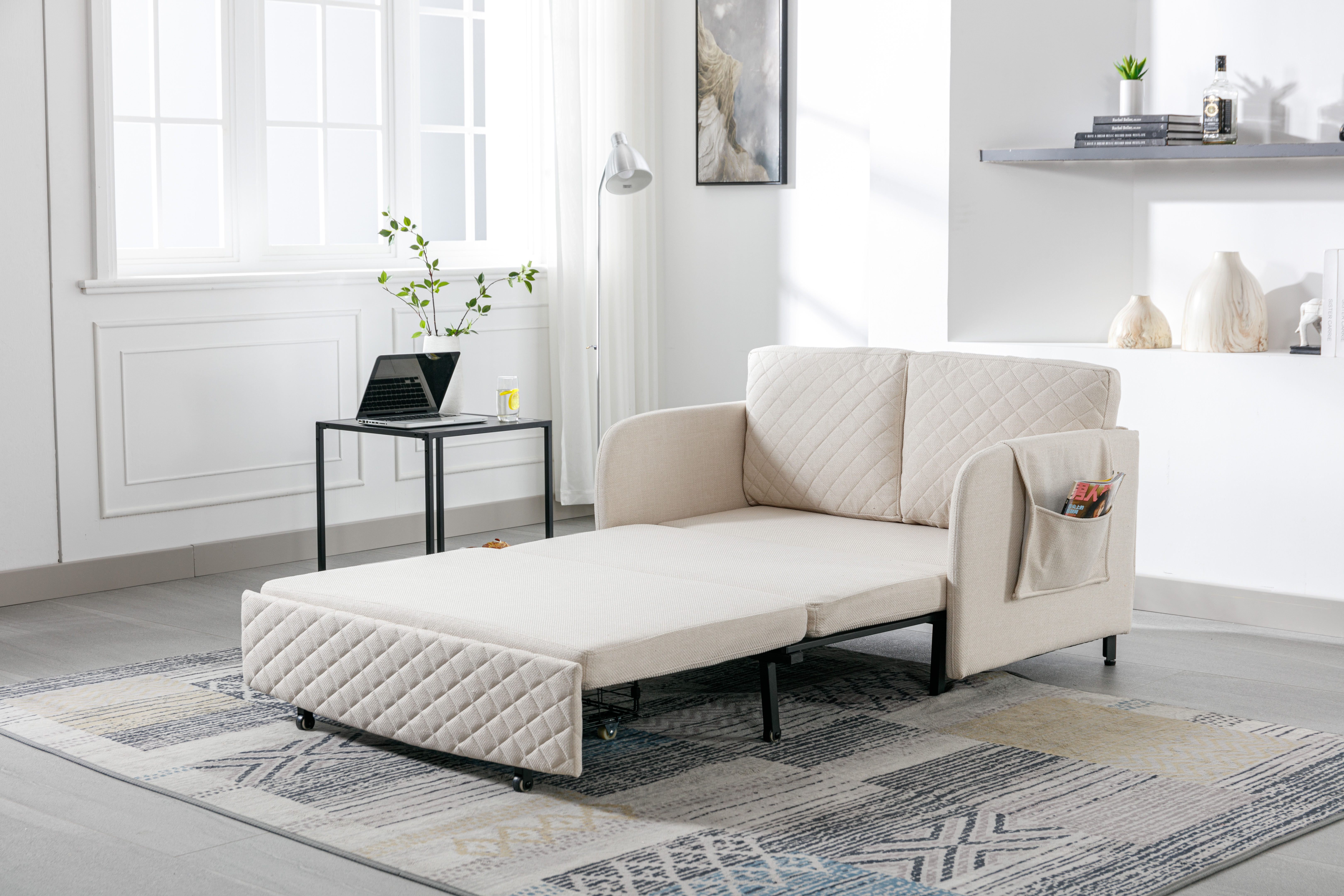 Ucloveria 46" Convertible Sleeper Sofa Bed, Loveseat Couch with Pull Out Bed