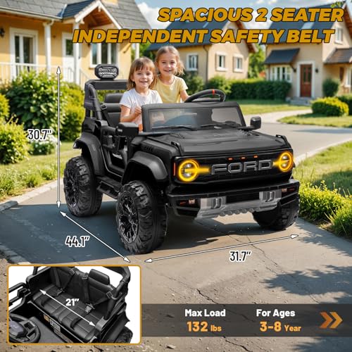 ENYOPRO 2 Seater Ride On Car for Kids, 24v Licensed Ford Bronco Raptor Electric Power Ride On Truck Toy with Remote Control