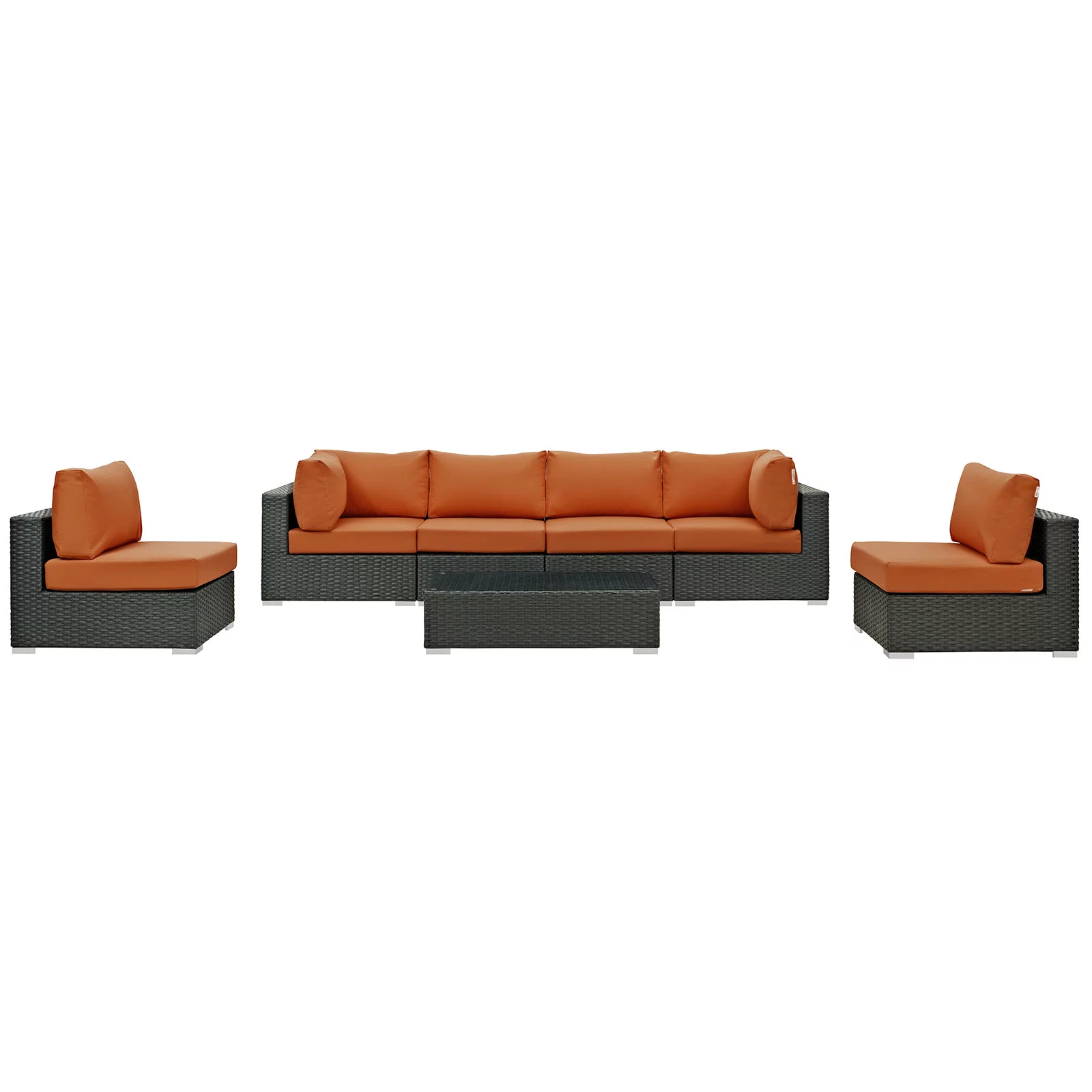 Modway Sojourn 7 Piece Outdoor Patio Sunbrella® Sectional Set in Canvas Tuscan