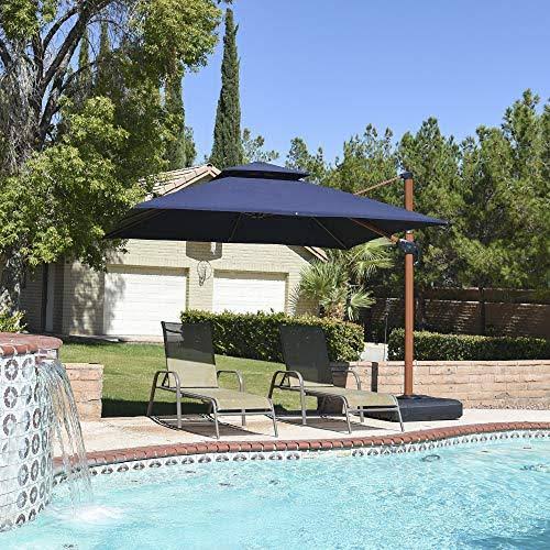 Purple Leaf 11 Feet Wood Pattern Square Cantilever Patio Umbrella