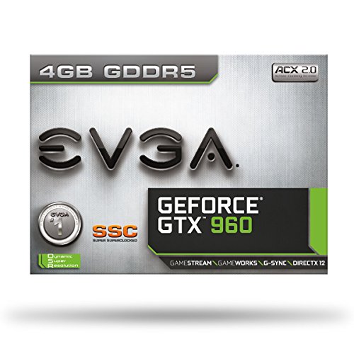 EVGA GeForce GTX 960 2GB GAMING ACX 2.0+, Whisper Silent Cooling Graphics Card 02G-P4-2963-KR