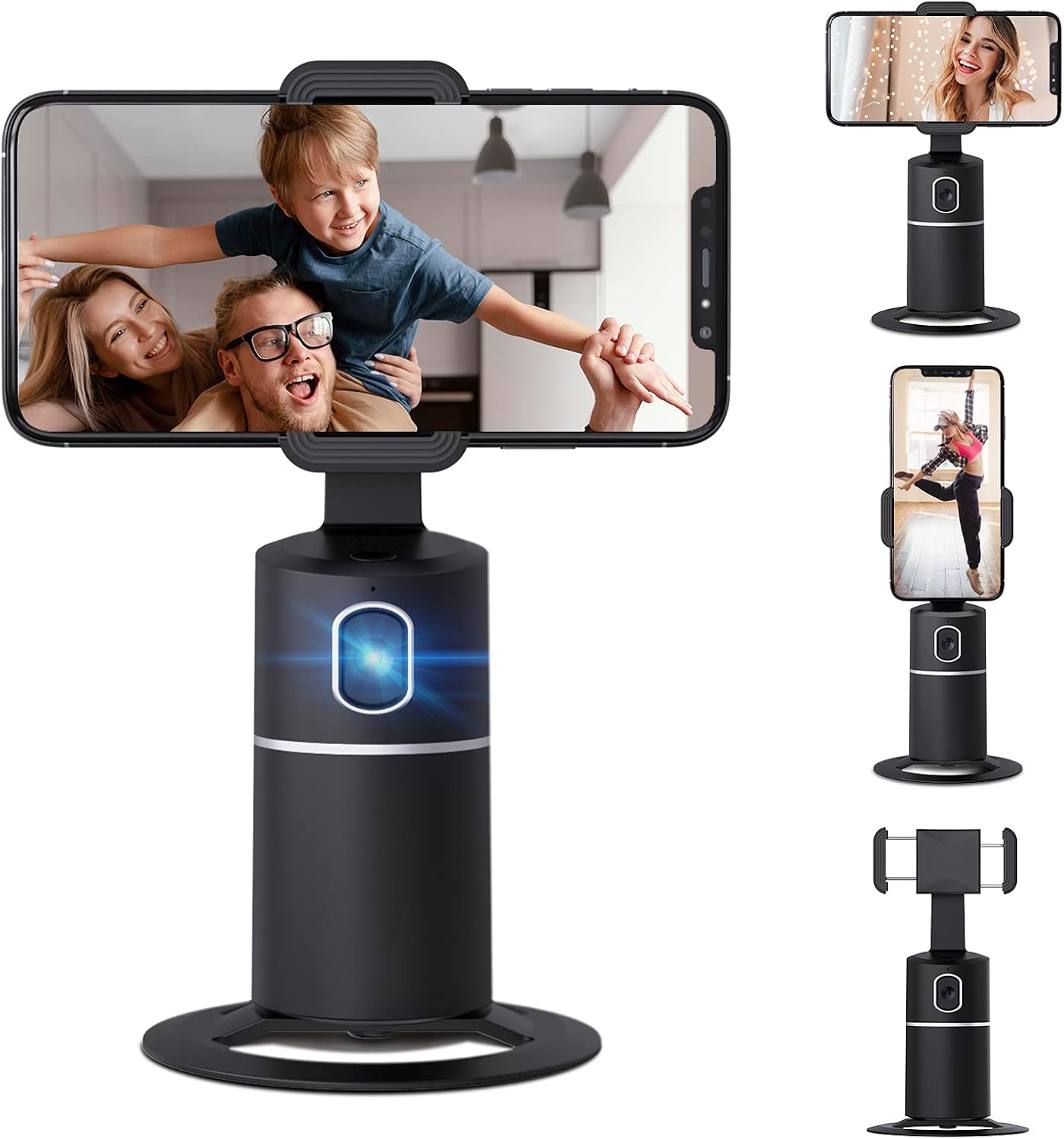 Auto Face Tracking Tripod, No App, 360° Rotation Face Tracking Phone Camera Mount, Selfie Stick