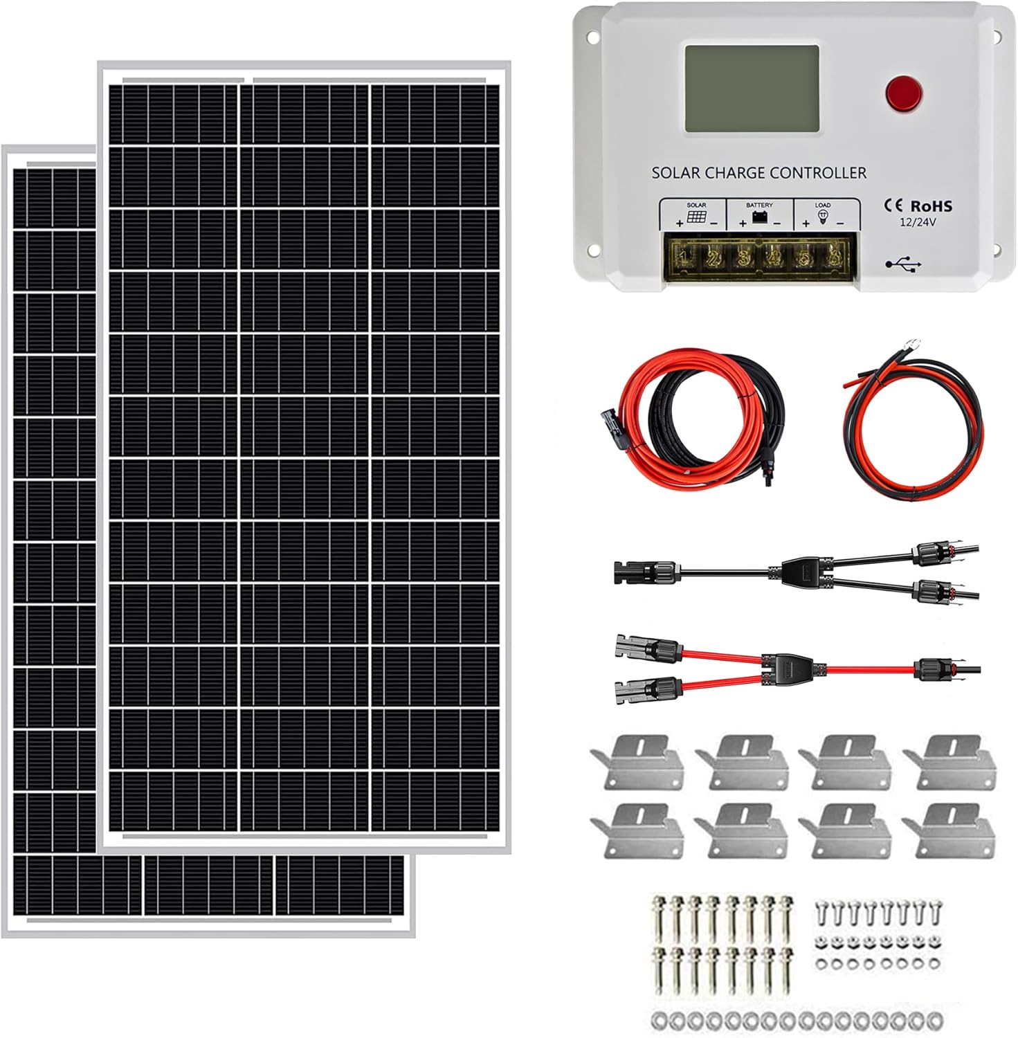 ExpertPower 200W 12V Solar Power Kit | 200W Mono Rigid Solar Panels, 20A MPPT Solar Charge Controller | RV, Trailer, Camper, Marine, Off Grid